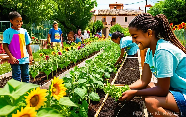 지속 가능한 주거를 위한 커뮤니티 참여 방법 - Prompt 1: Vibrant Urban Community Garden in Spain**