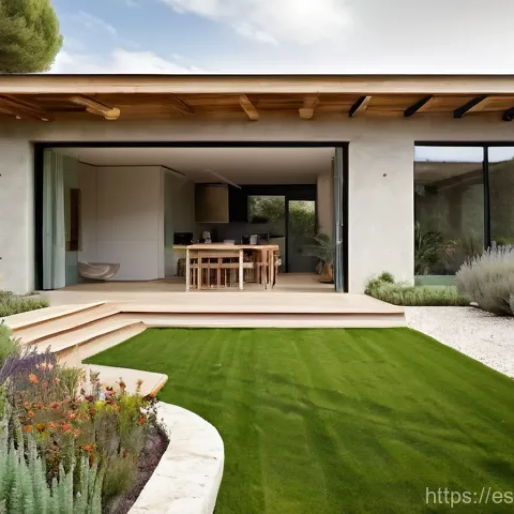 친환경 주택의 설계 과정 - **Prompt 1: Serene Eco-Home Exterior with Integrated Nature and Bioclimatic Design**
"A stunning...