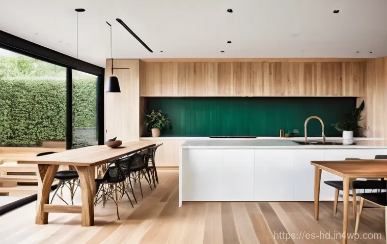 에코 프렌들리 주택을 위한 디자인 도구 - **Prompt:** "A brightly lit, modern living room showcasing a family of three – a mother, father, and...