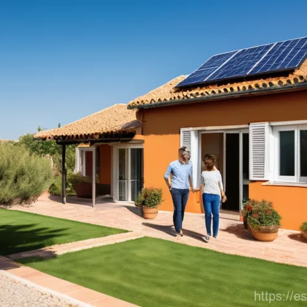 주택의 탄소 발자국 줄이기 - **Image Prompt 1: Solar-Powered Family Home in Spain**
A vibrant, sun-drenched image of a modern...