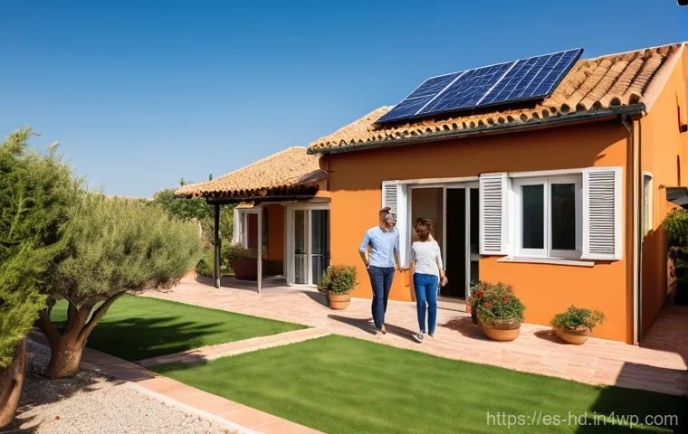 주택의 탄소 발자국 줄이기 - **Image Prompt 1: Solar-Powered Family Home in Spain**
A vibrant, sun-drenched image of a modern...