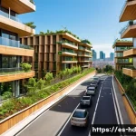 Home 20 에코 프렌들리 설계의 역사 - A modern sustainable architectural design featuring a multi-story building constructed with natural ...