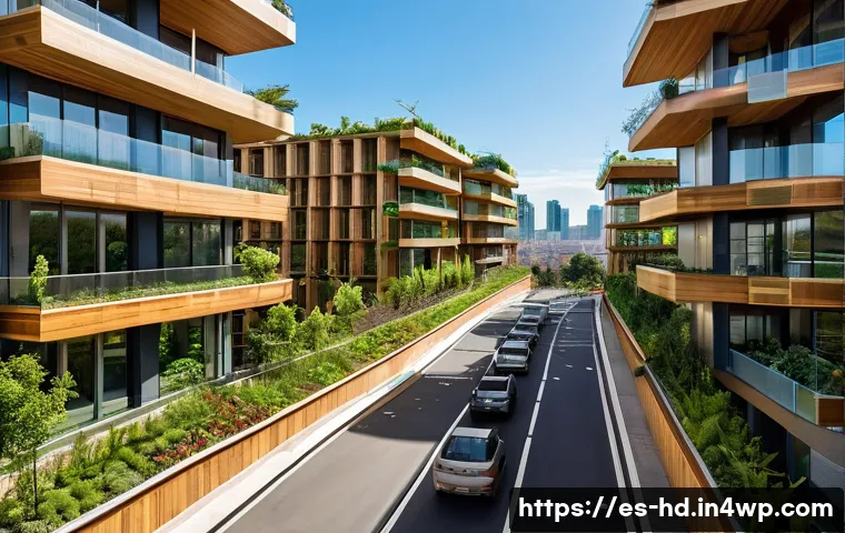 에코 프렌들리 설계의 역사 - A modern sustainable architectural design featuring a multi-story building constructed with natural ...